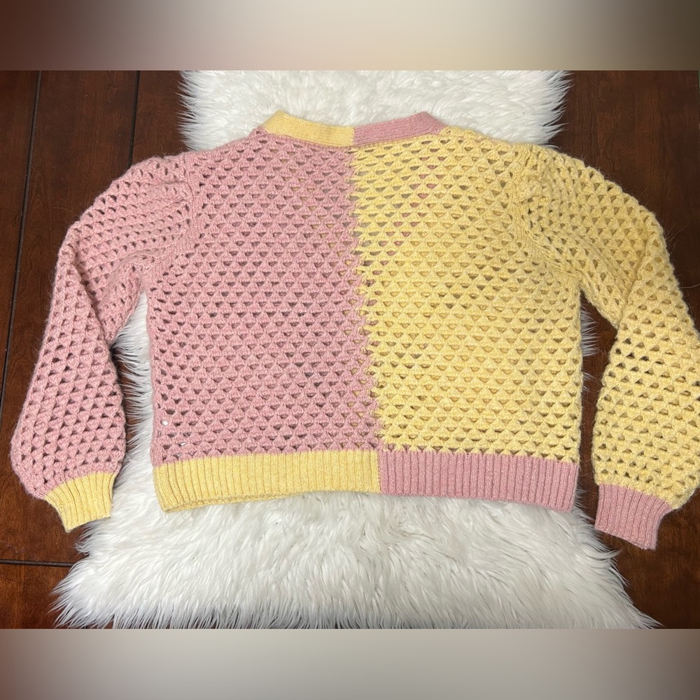Zara Pastel Yellow and Pink Crochet Cardigan - Picture 12 of 16